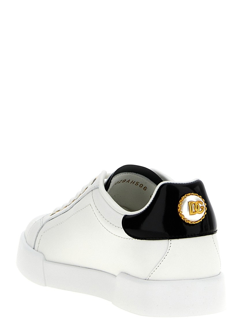Dolce & Gabbana Dolce&gabbana White And Gold Low Sneakers In White