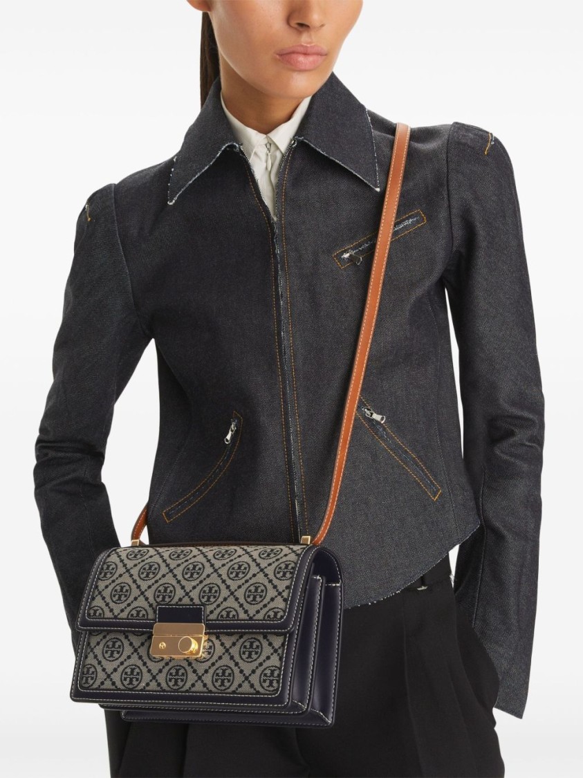 Tory Burch Multicolor Fabric Crossbody Bag In Gray