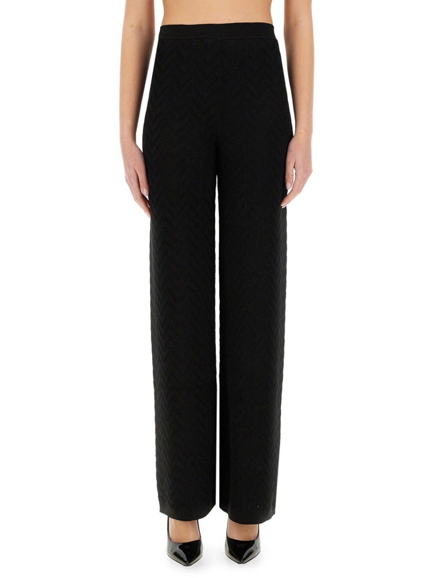 Missoni Women Straight Pants Chevron Pattern Tone On Tone In Black
