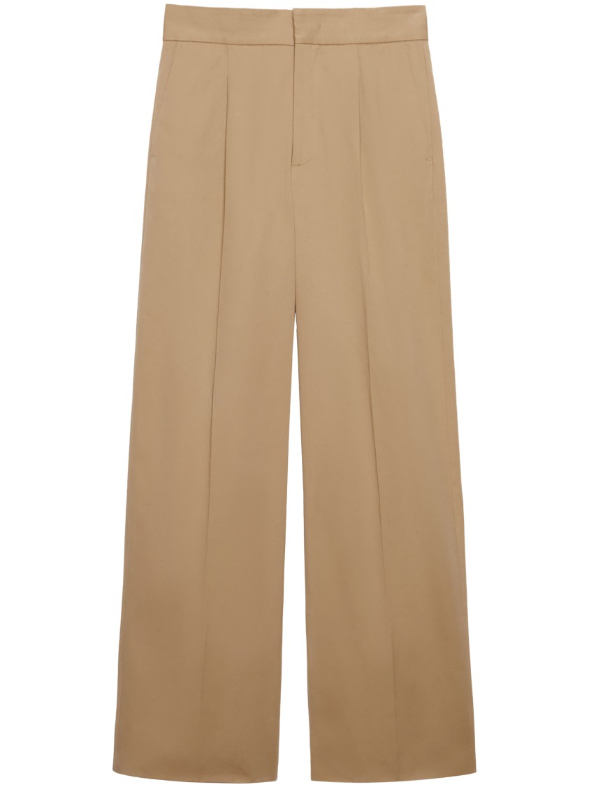 Msgm Wide-leg Trousers With High Waist In Brown