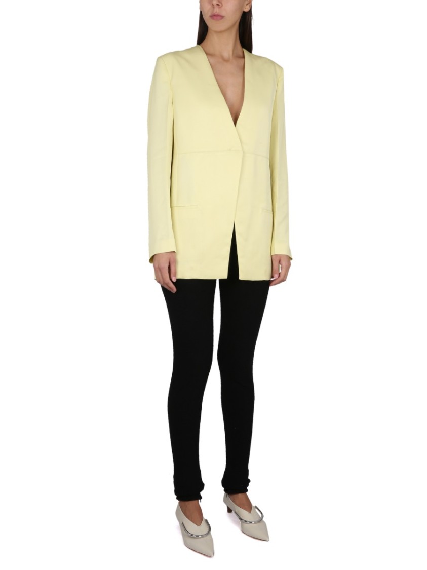 Jil Sander V-neck Jacket With Concealed Closure In Yellow