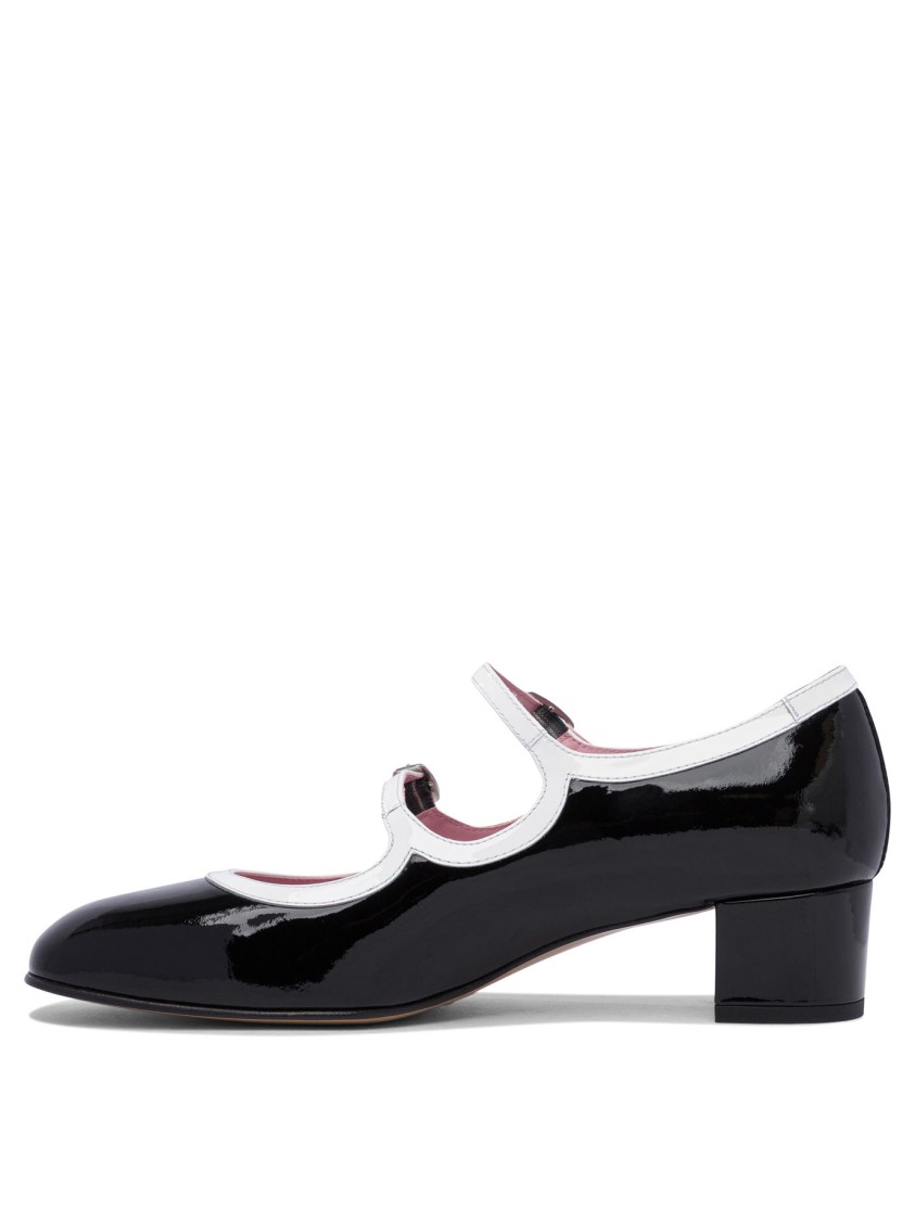 Carel Paris Block Heel Shoes With Glossy Finish In Black