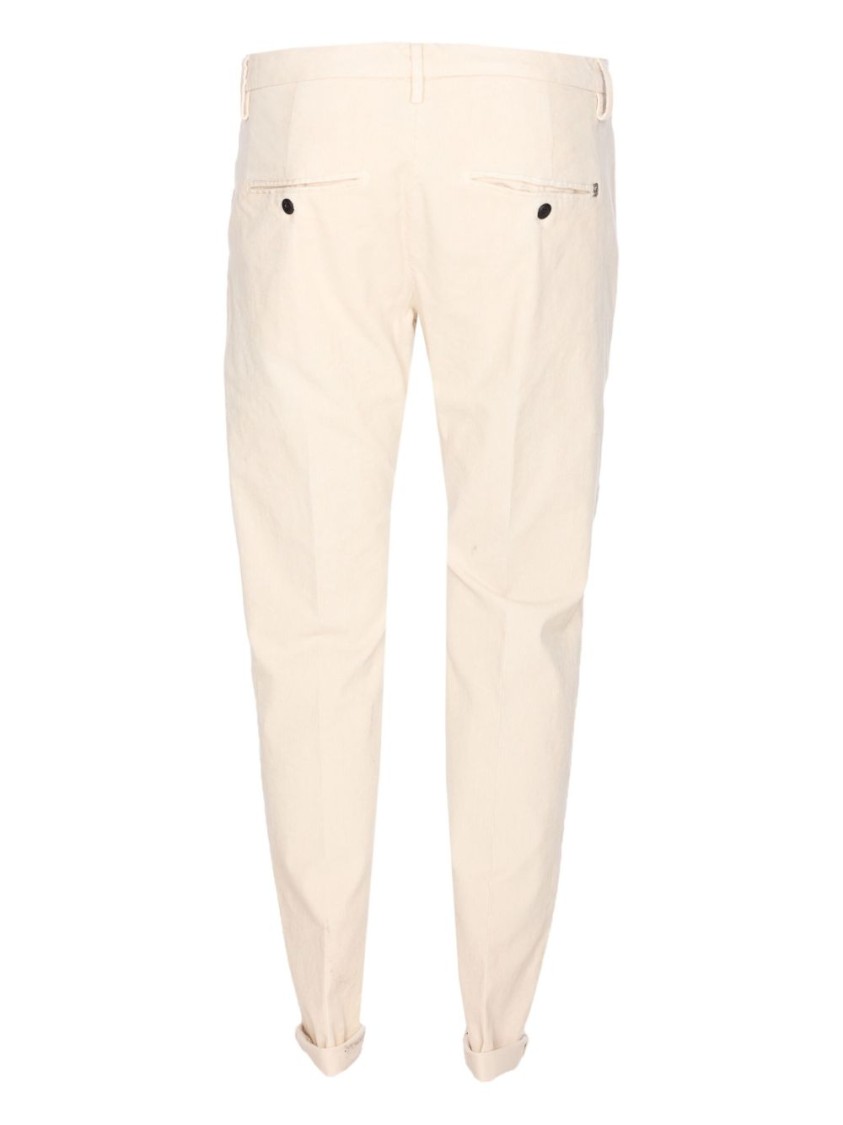Dondup Tailored Fit Off-white Corduroy Jeans With Button Fly In Pink