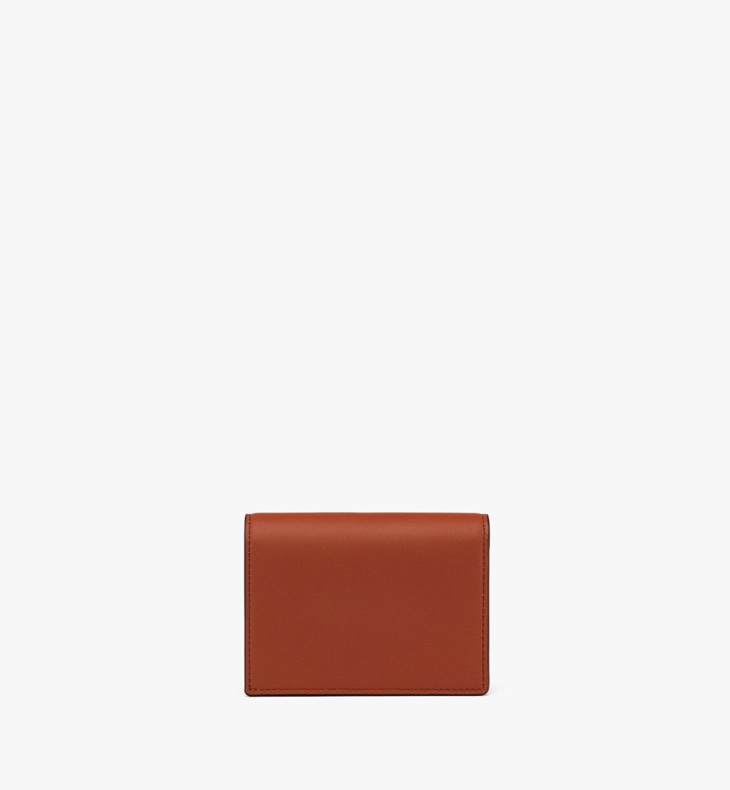 Mcm Quilted Mini Wallet In Spanish Calfskin In Red