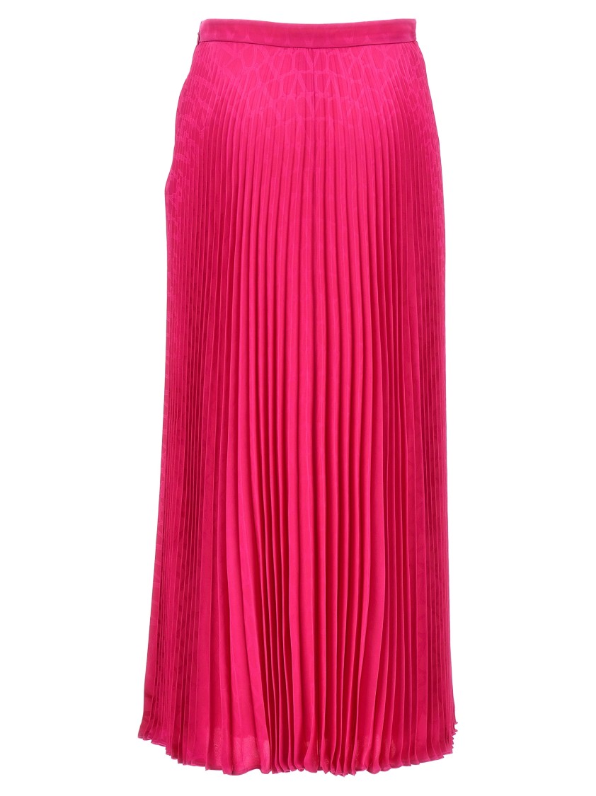 Valentino Garavani Toile Iconographe Pleated Silk Skirt In Red