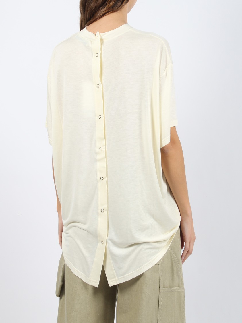 Darkpark Oversized Cotton T-shirt With Unique Vertical Button Closure