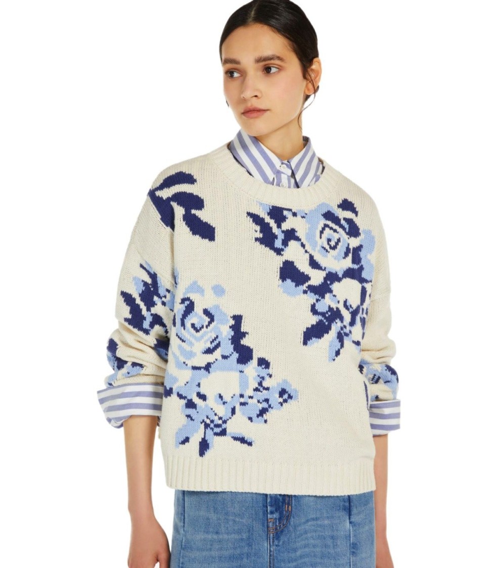 Shop Max Mara Fabian Ivory Crewneck Jumper In Neutrals