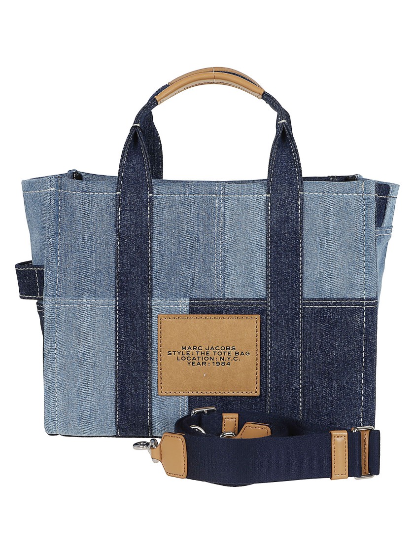 Marc Jacobs Medium Denim Tote Bag With Logo Embroidery