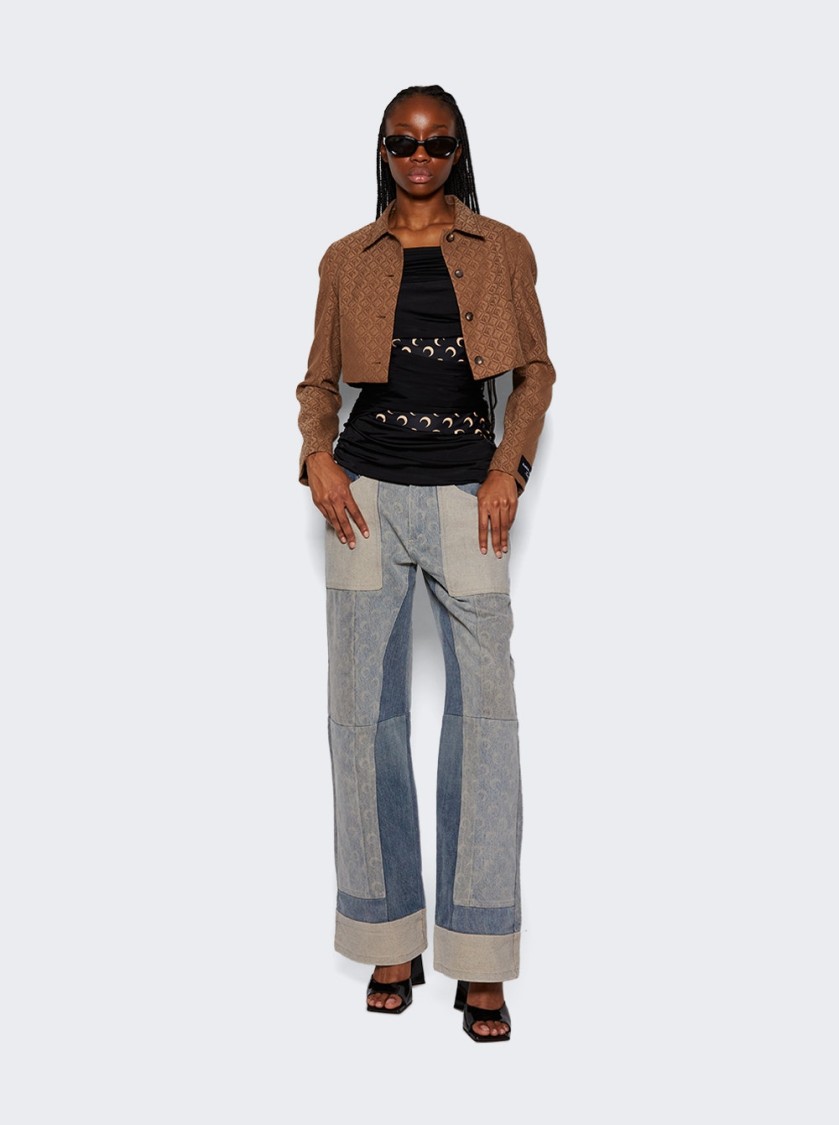 Marine Serre Jersey Draped Off Shoulder Top