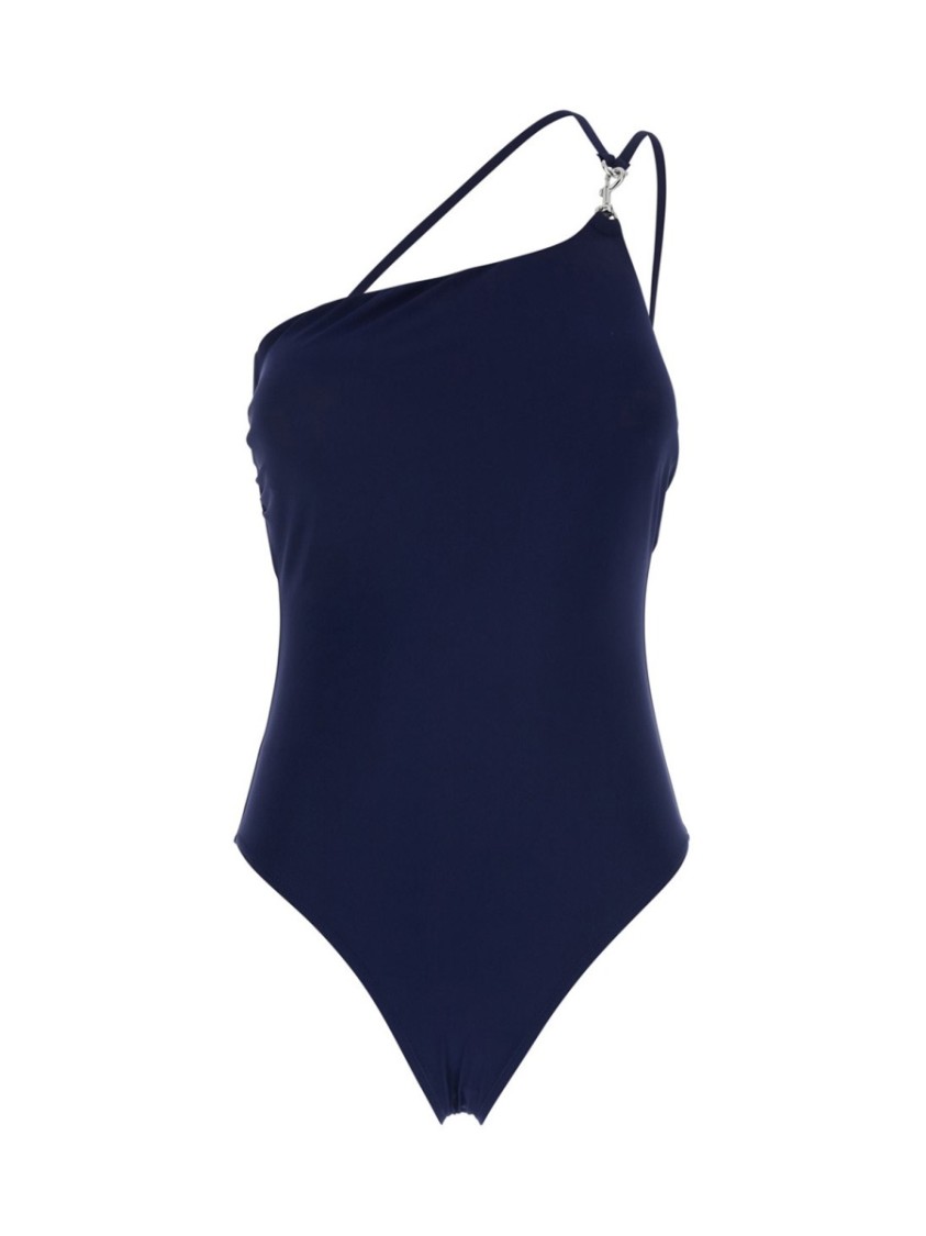 Tory Burch Blue One-shoulder Swimsuit With U-neck On The Back In Tech Fabric Woman In Blue