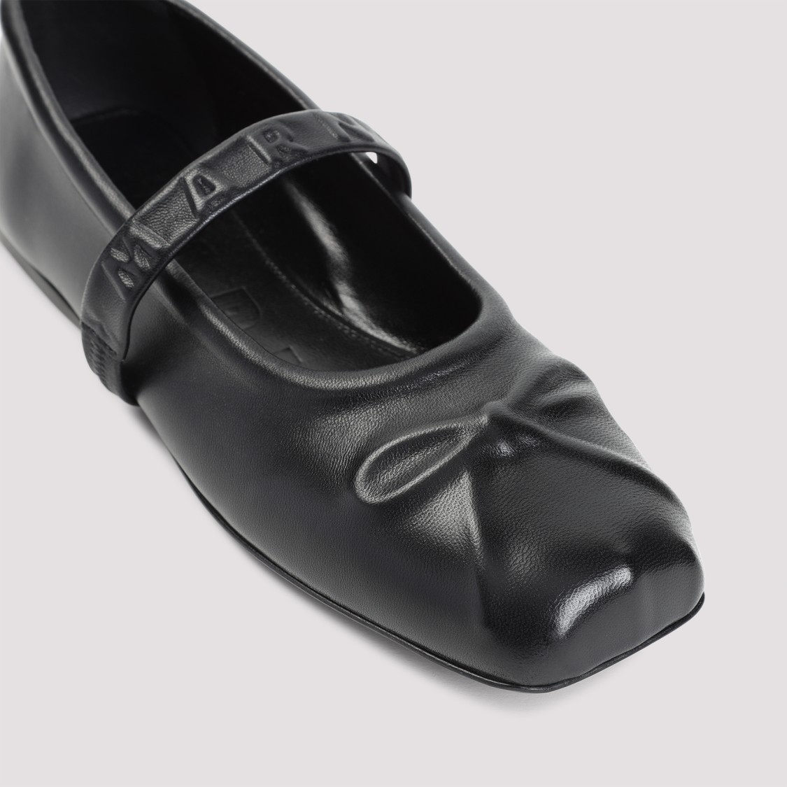 Marni Black Ballerinas With Embossed Bow Detail On The Front In Leather Woman In Black