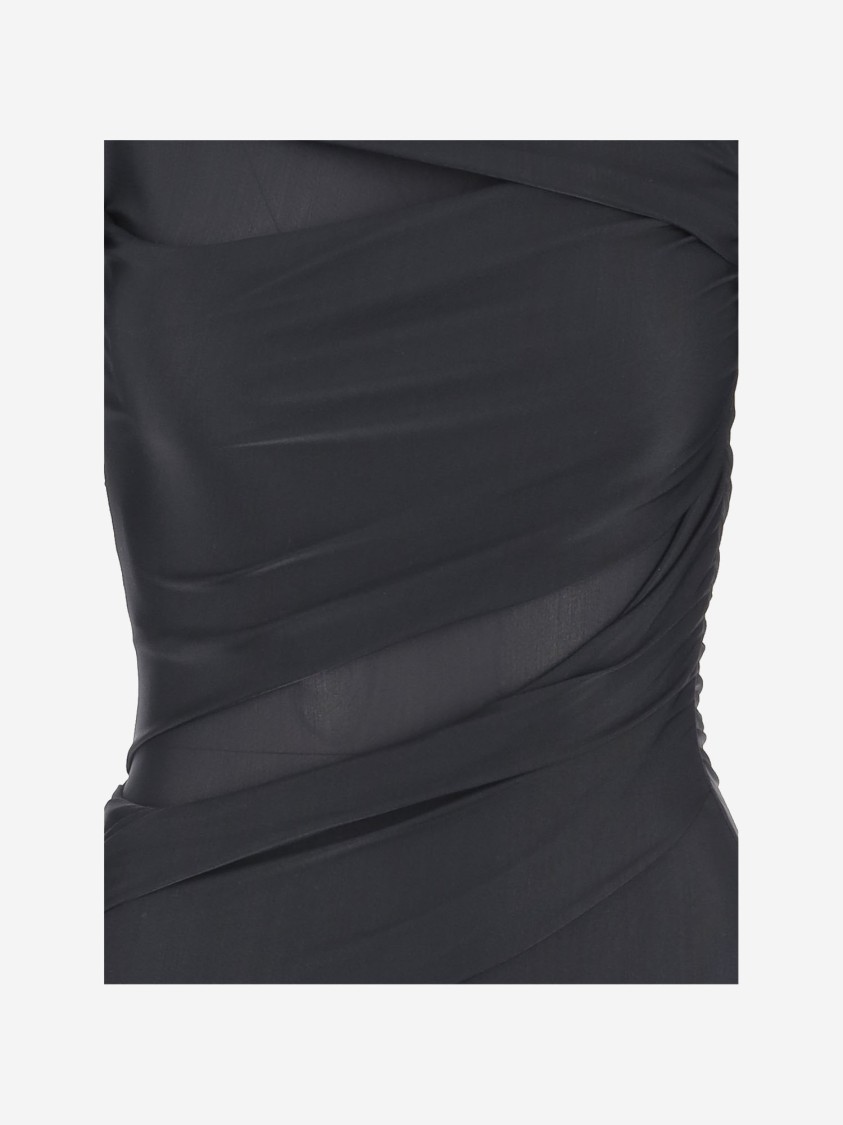 Shop Pinko Stretch Jersey Long Dress In Black