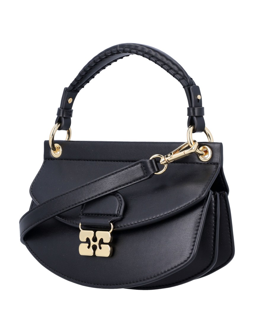Ganni Mini Top Handle Apo-g Bag In Black