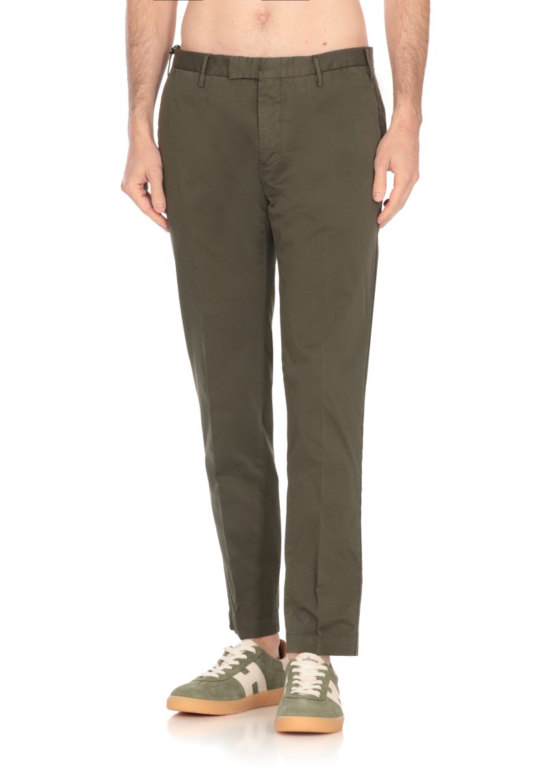 Pt Torino Edge Stretch Cotton Trousers In Green