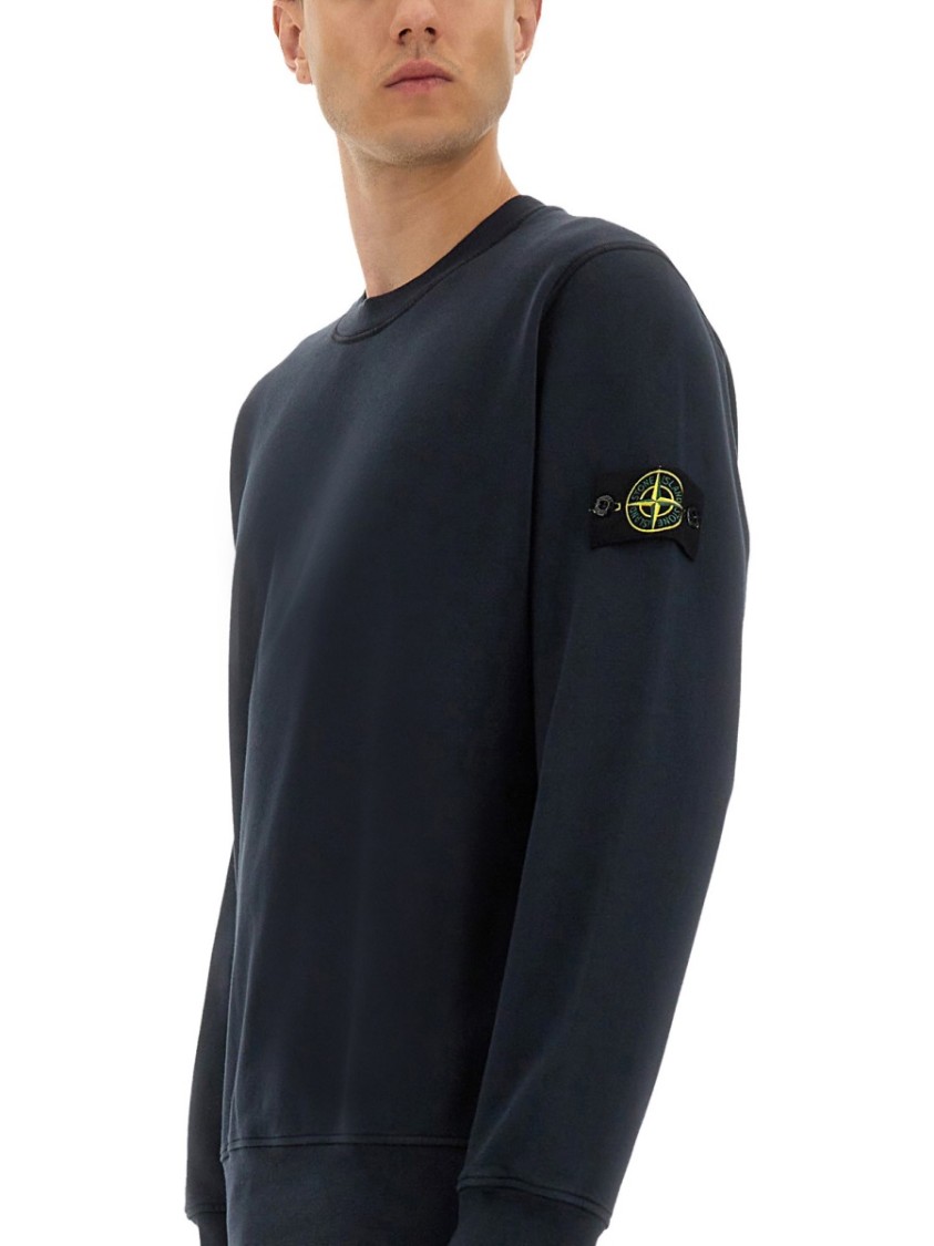 Stone Island Regular Fit Sweatshirt In Organic Cotton In Blue