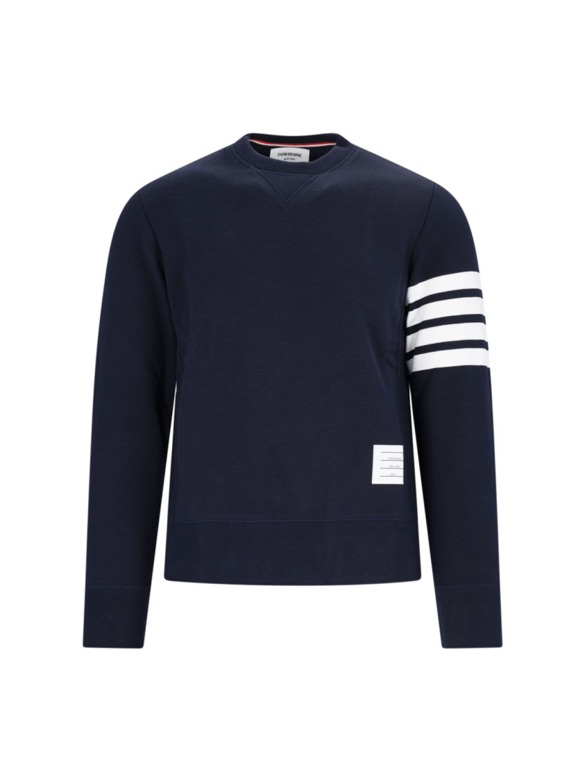 Thom Browne Classic Sweatshirt In Classic Loopback With Engineered 4 Bar In Blue