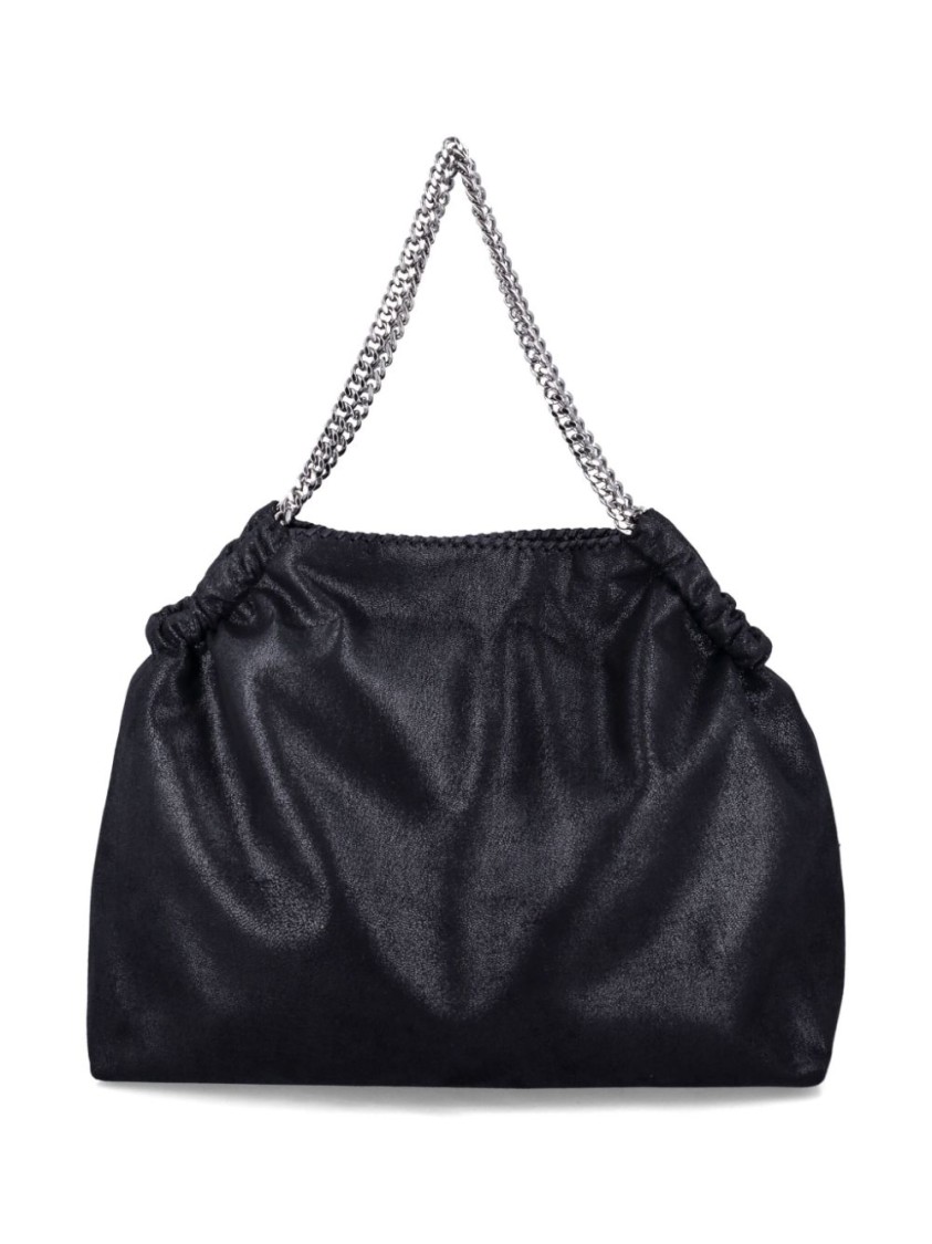 Stella Mccartney Soft Textured Black Bag With Elegant Chain Strap In Black