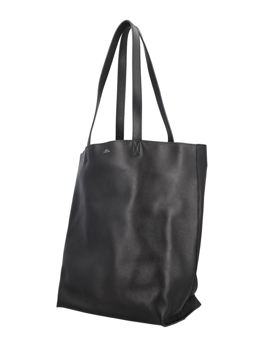 Apc A.p.c. Black Leather Maiko Shopping Bag In Black