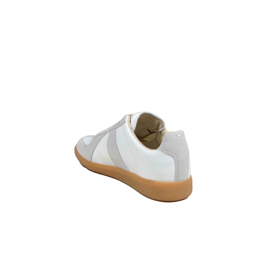 Maison Margiela Women Replica Low-top Leather Sneakers With Suede Inserts In White