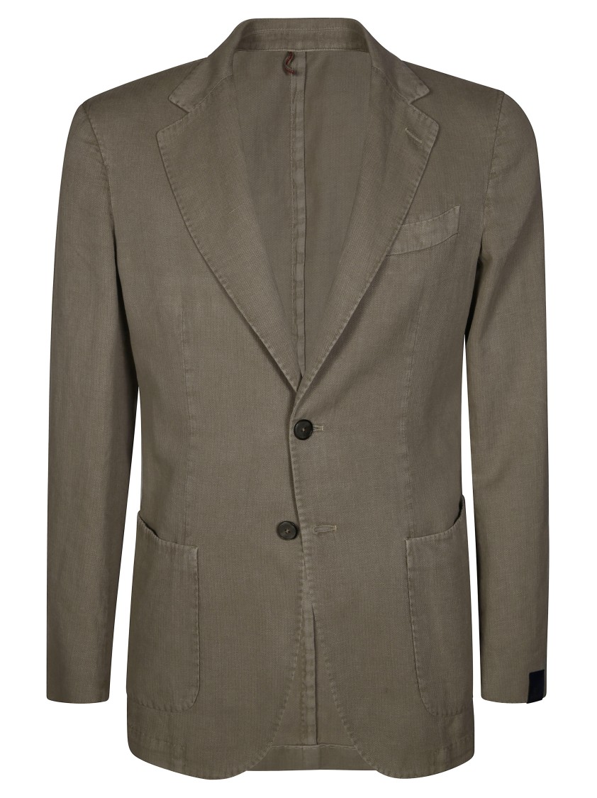 Santaniello Tailored Lino Ramiè Blazer With Two-button Closure In Green