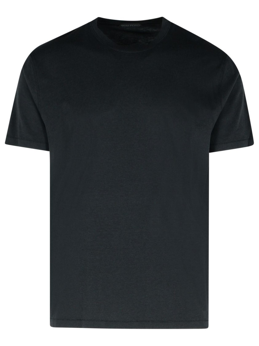 Tom Ford Black Stretch Cotton Crew Neck T-shirt In Black