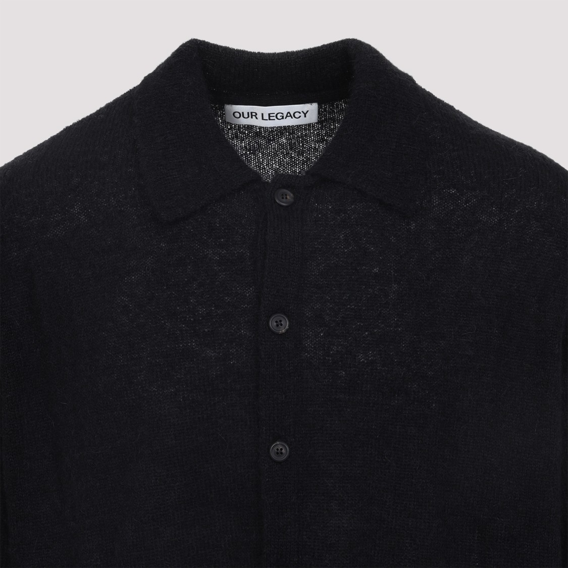 Our Legacy Fine Knit Polo Sweater In Black