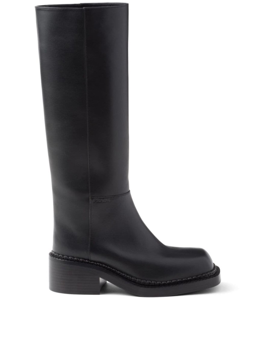 Prada Knee-high 55mm Leather Boots In Black