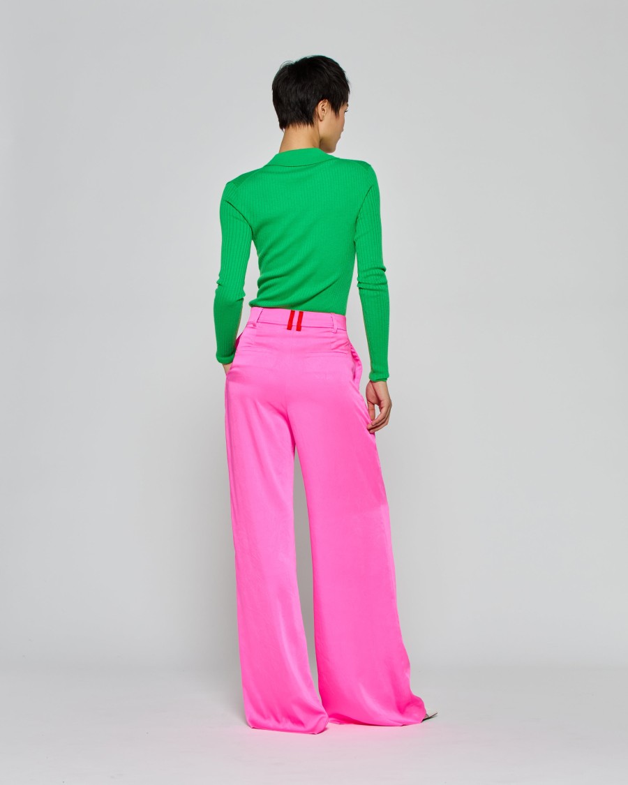 Serena Bute Crinkled Satin Wide-leg Trousers