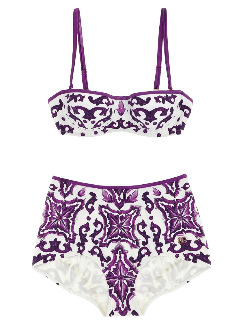 Dolce & Gabbana 'maiolica' Print Bikini In White