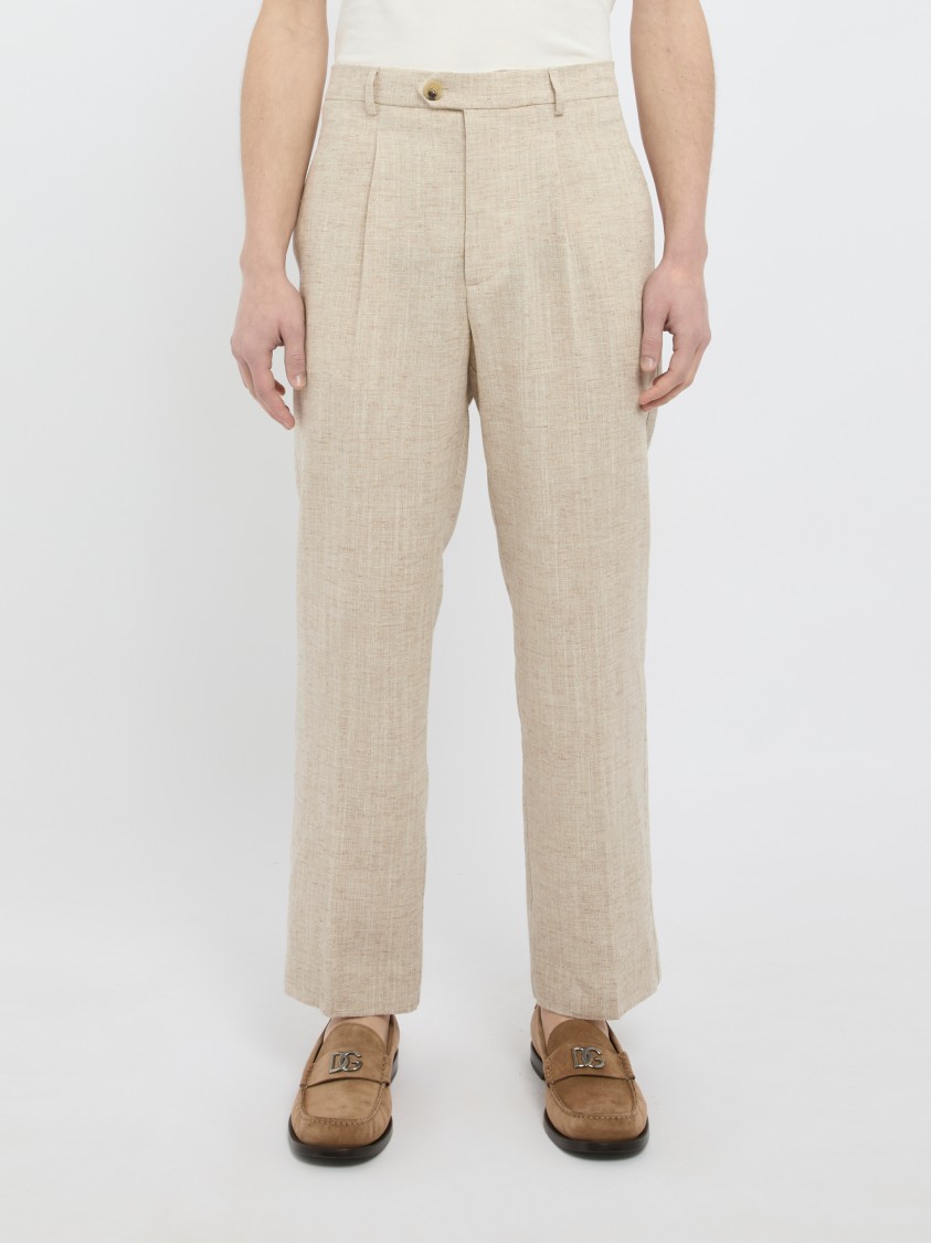 AMARANTO AMARANTO REFINED STRAIGHT-LEG AMARANTO TROUSERS IN BEIGE