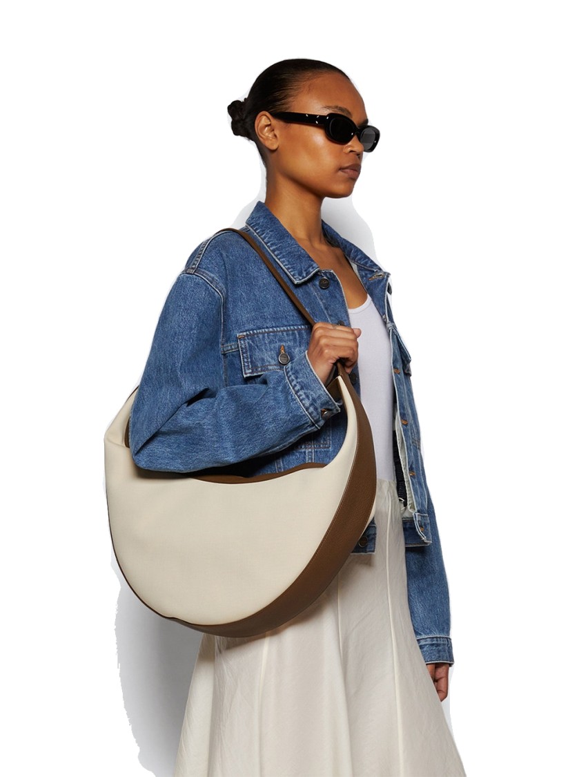 KHAITE KHAITE AUGUSTINA CANVAS HOBO BAG CREAM