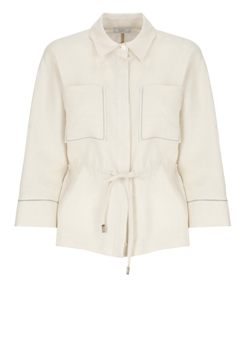 Shop Peserico Ivory Linen Shirt In Neutrals