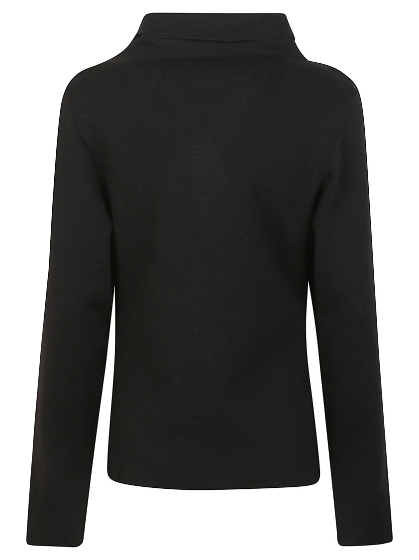 P.a.r.o.s.h . Boxy Fit Wool Blend Turtleneck With High Collar In Black