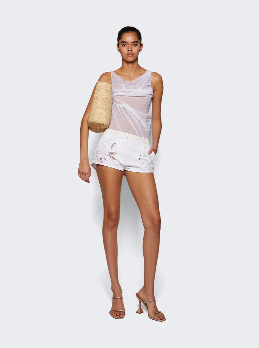 Diotima Rider Leaf-embroidered Cotton Shorts