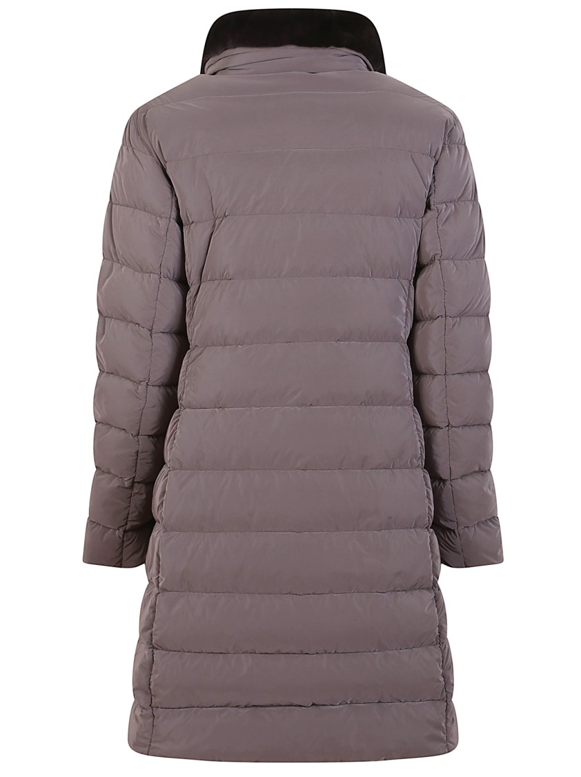 Moorer Cocoa Nylon Down Jacket With Removable Fur Collar In Gray