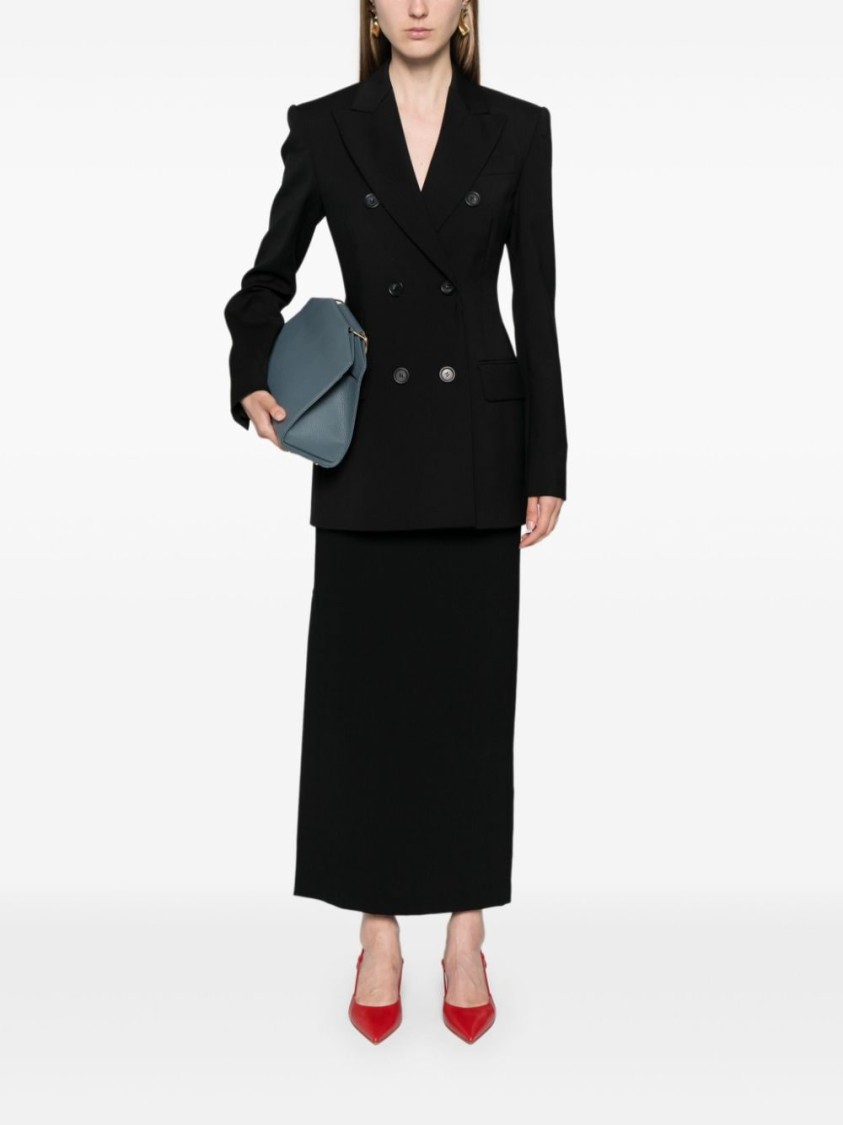 Shop Sportmax Double-breasted Virgin Wool Jacket With Tailored Fit And Silhouette In Black