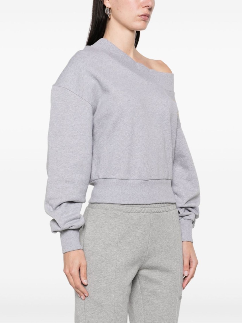 Attico Grey Cotton Logo Sweatshirt In Grey