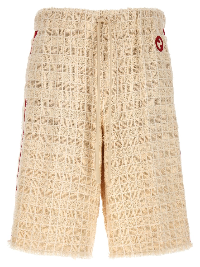 Gucci Contrast Band Tweed Bermuda Shorts Bermuda And Short White In Brown