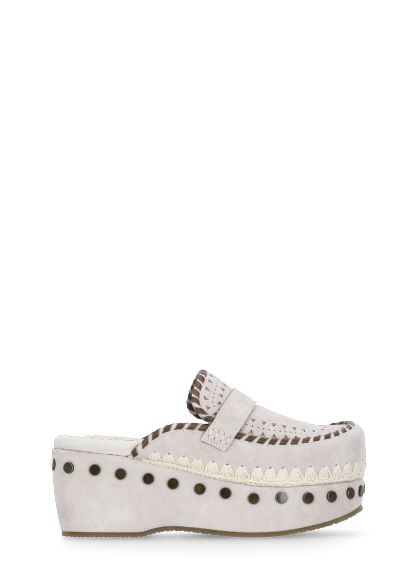 MOU MOU IVORY SUEDE LEATHER SABOT 