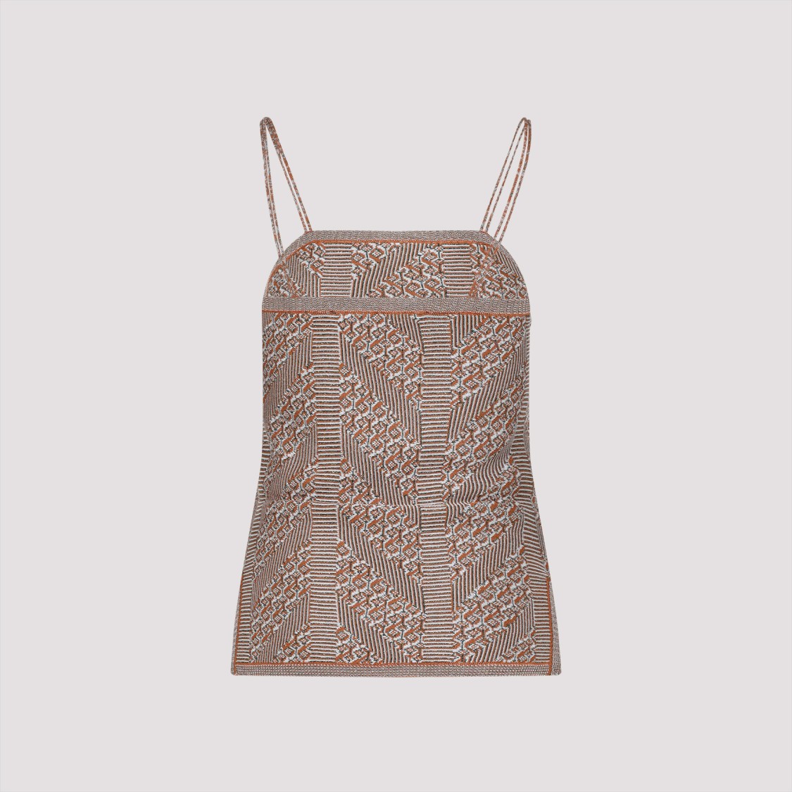 Valentino Womens Garavani Sleeveless Metallic-knit Top In Brown