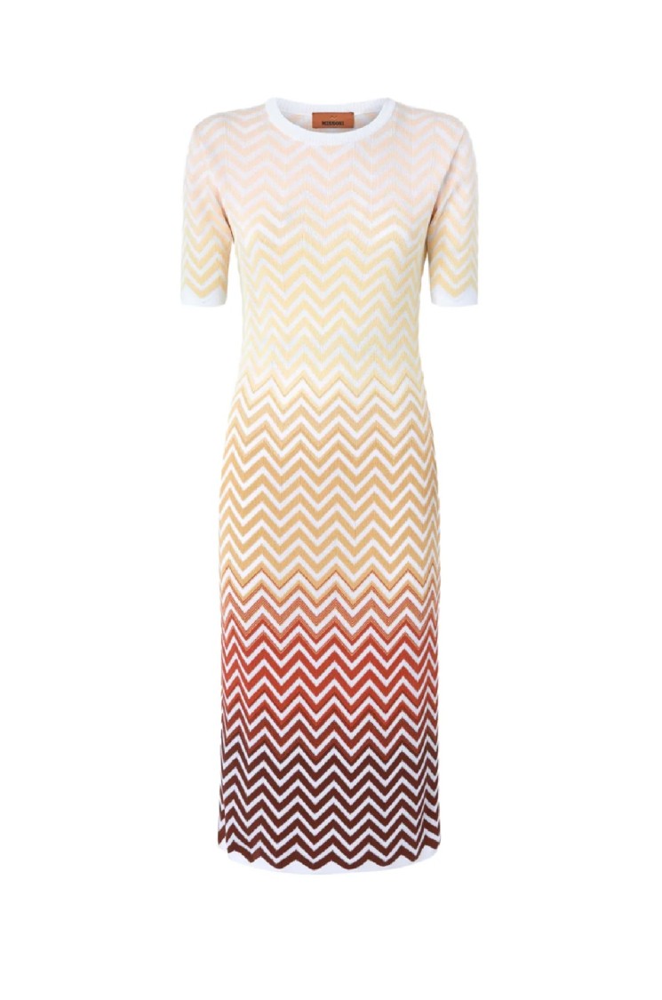 Missoni Chevron Pattern Maxi Dress In Cotton Blend In Multi