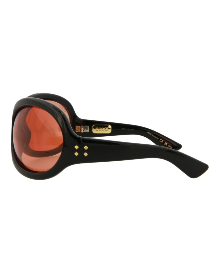 Gucci Novelty 77mm Oversize Shield Sunglasses In Black