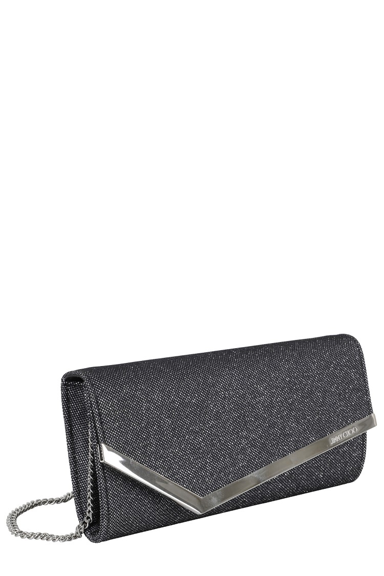 Jimmy Choo Glittered Emmie Clutch In Grey
