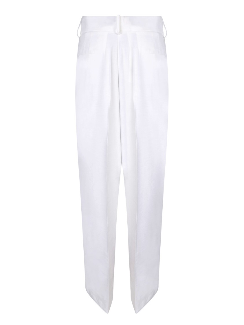 BLANCA VITA BLANCA VITA TAILORED WHITE TROUSERS WITH CLASSIC LAPELS 