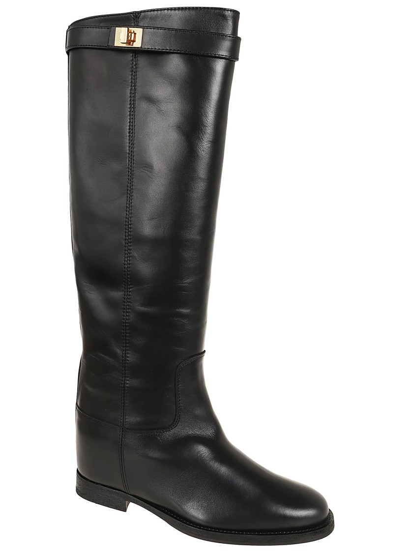 Via Roma 15 Ankle Boots With Hook-and-eye Strap In Black