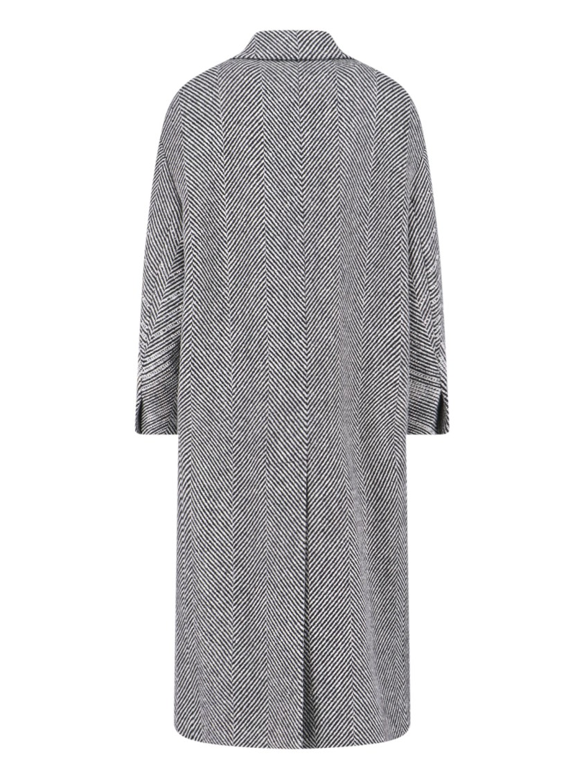 Ermanno Scervino Herringbone-pattern Button Coat In Black