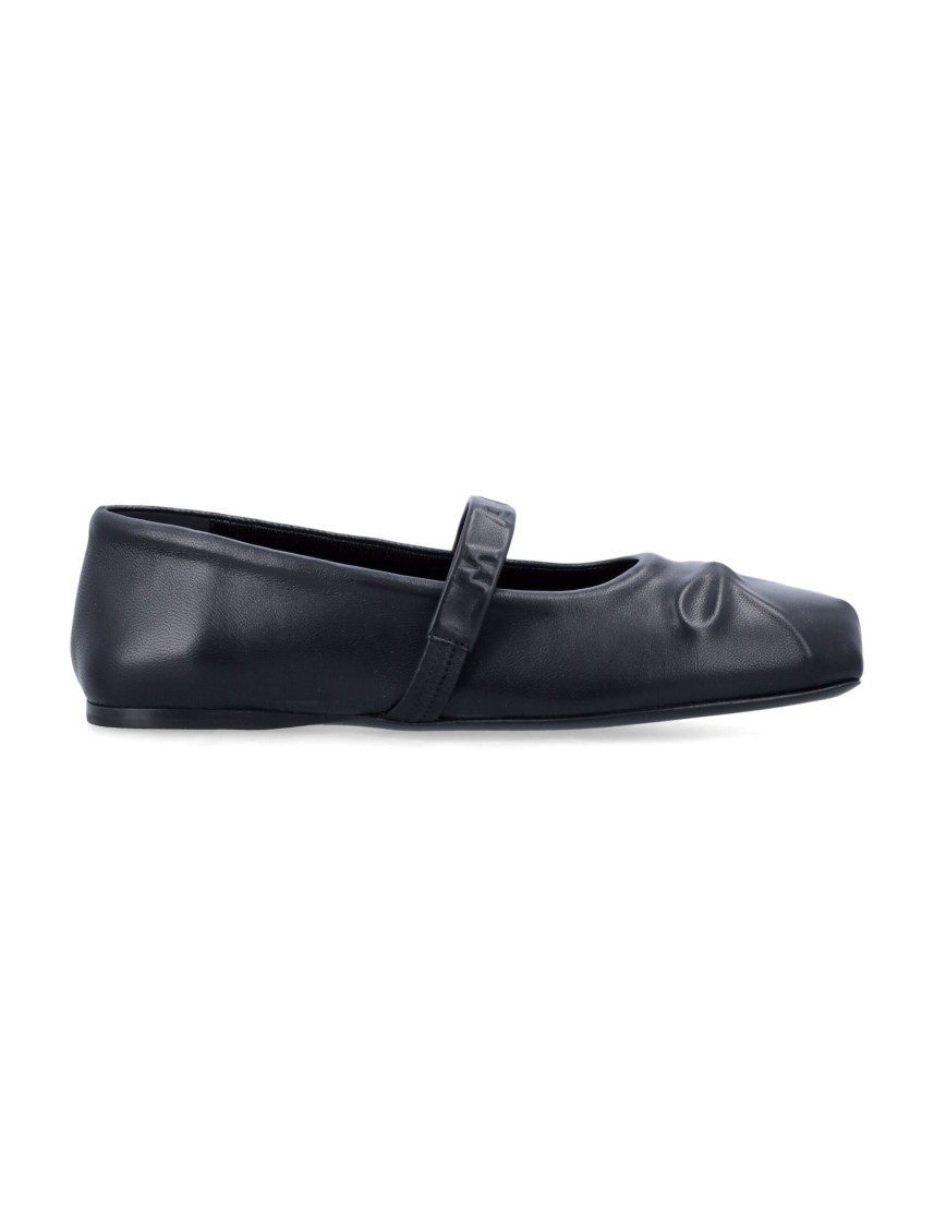Marni Black Ballerinas With Embossed Bow Detail On The Front In Leather Woman In Black