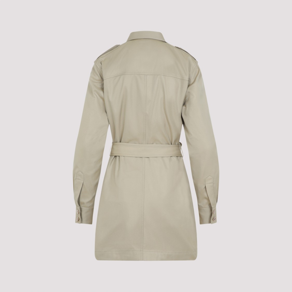 Tom Ford Pale Sage Beige Cotton Safari Mini Dress In Neutrals