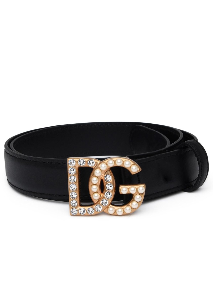 Dolce & Gabbana Black Leather Belt Women In Black