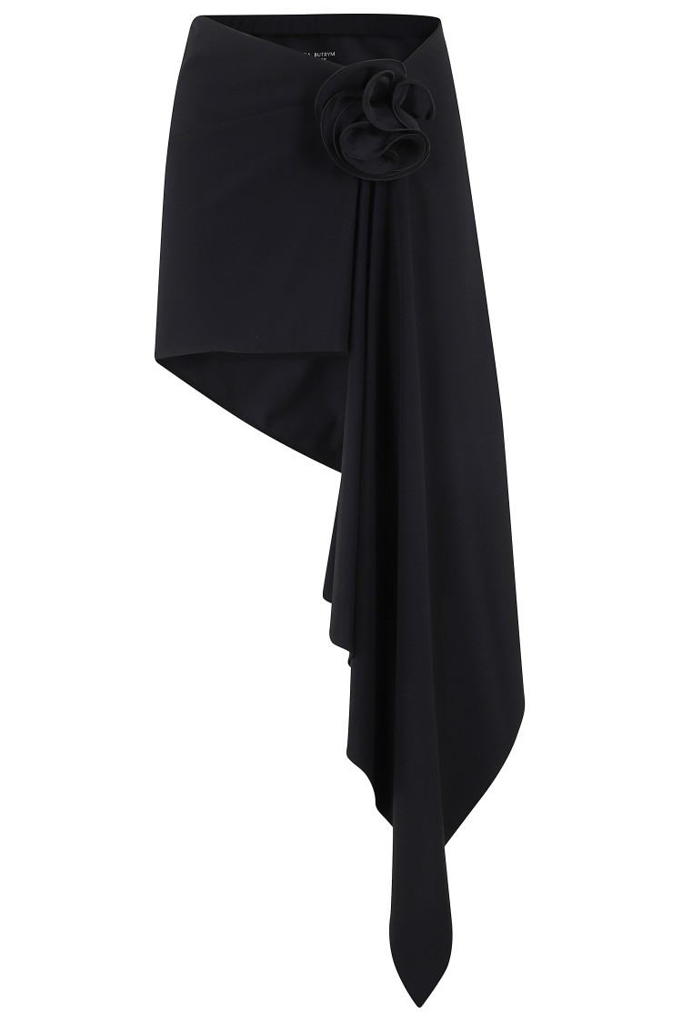 Shop Magda Butrym Asymmetrical Black Draped Skirt